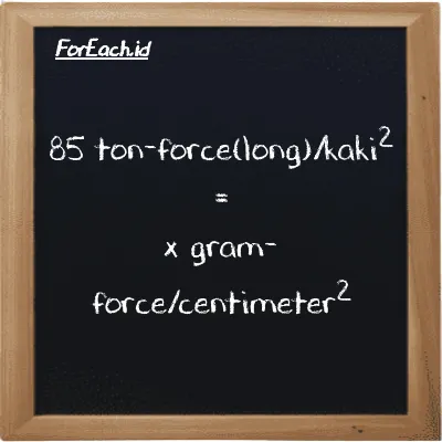 1 ton-force(long)/kaki<sup>2</sup> setara dengan 1093.7 gram-force/centimeter<sup>2</sup> (1 LT f/ft<sup>2</sup> setara dengan 1093.7 gf/cm<sup>2</sup>)